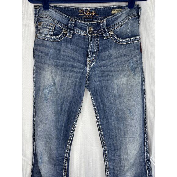 Silver Suki Surplus Jeans Women’s Sz 28/32 - Boot Cut, Medium Wash, Faded & Worn - Picture 2 of 11